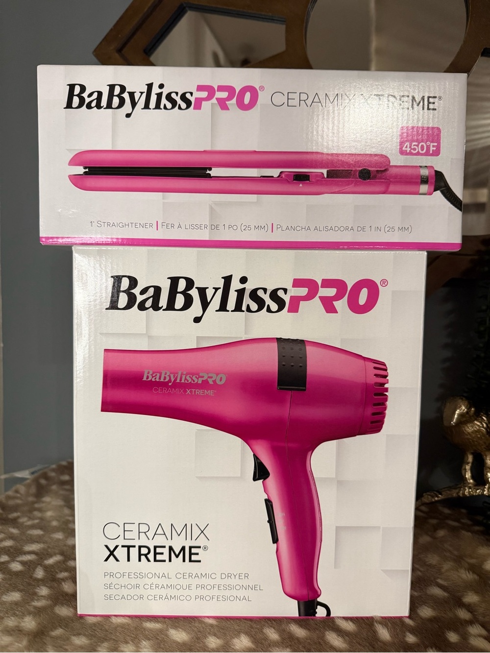 BaBylissPRO Ceramix Xtreme Pink Hair Dryer and Flat Iron Set